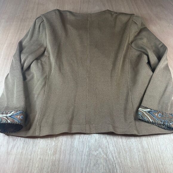 Jeffrey & Dara by Linda Hutley Cardigan Jacket Paisley Trim Women’s 2X Brown - Picture 2 of 5